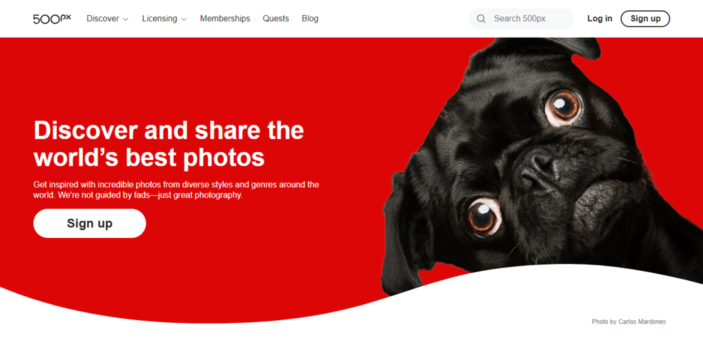 500px-website-homepage - Sell Photos Online