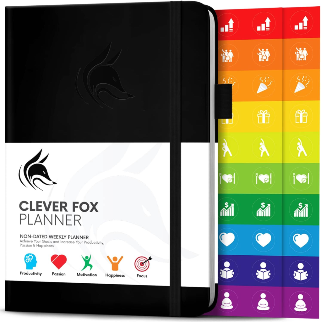 
Clever Fox Planner – Undated Weekly & Monthly Planner for Productivity, Time Management & Goals – Organizer Journal – A5 (Black)