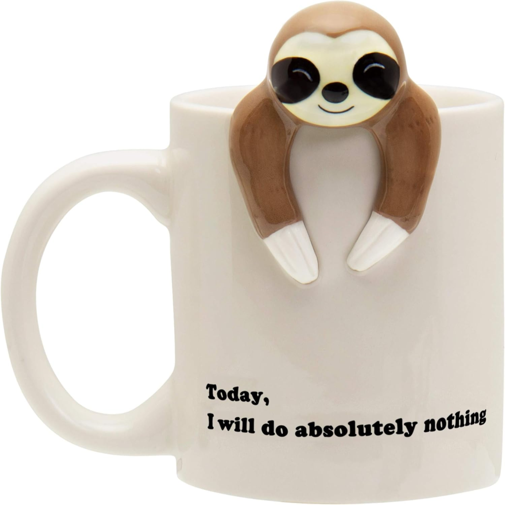 Decodyne Funny Sloth Coffee Mug - Cute Sloth Gifts For Women and Men - White Elephant Gifts for Adults Funny Coworker Office Gifts