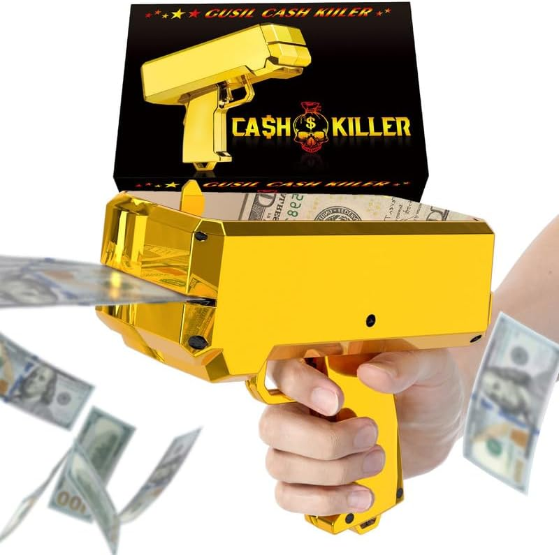 Money Gun Shooter—Gusil Cash Cannon Bills Gun Make It Rain Toy Gun,Handheld Spary Cash Gun for Game Movies Party Supplies