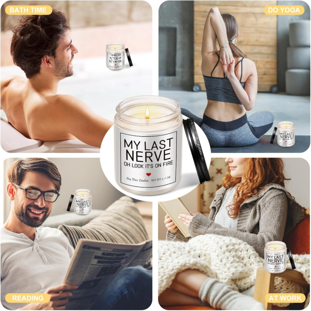 Birthday Gifts for Women Men, Uqniue Funny Gifts Candle - My Last Nerve Candle - Unique Gifts for Women, Men, Mom, BFF, Best Friends 6.3oz