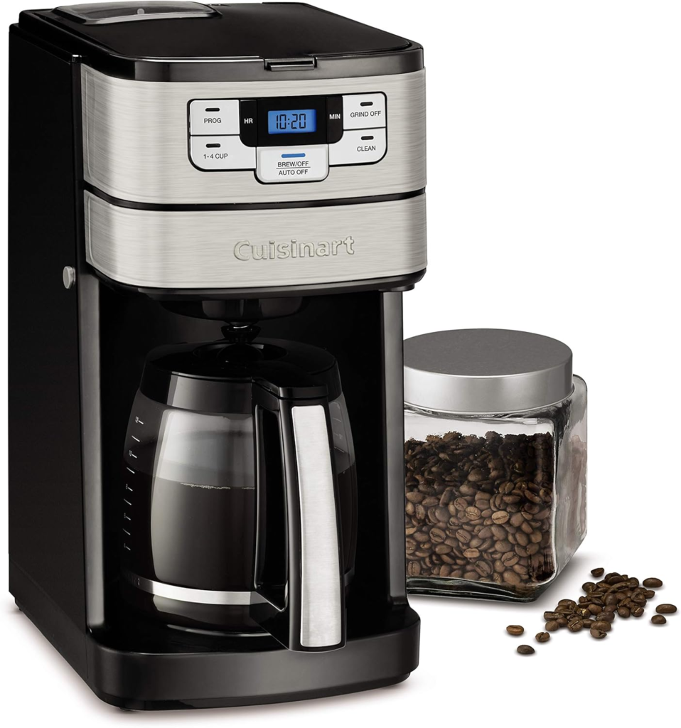 Cuisinart DGB-400 Automatic Grind and Brew 12-Cup Coffeemaker with 1-4 Cup Setting and Auto-Shutoff, Black/Stainless Steel