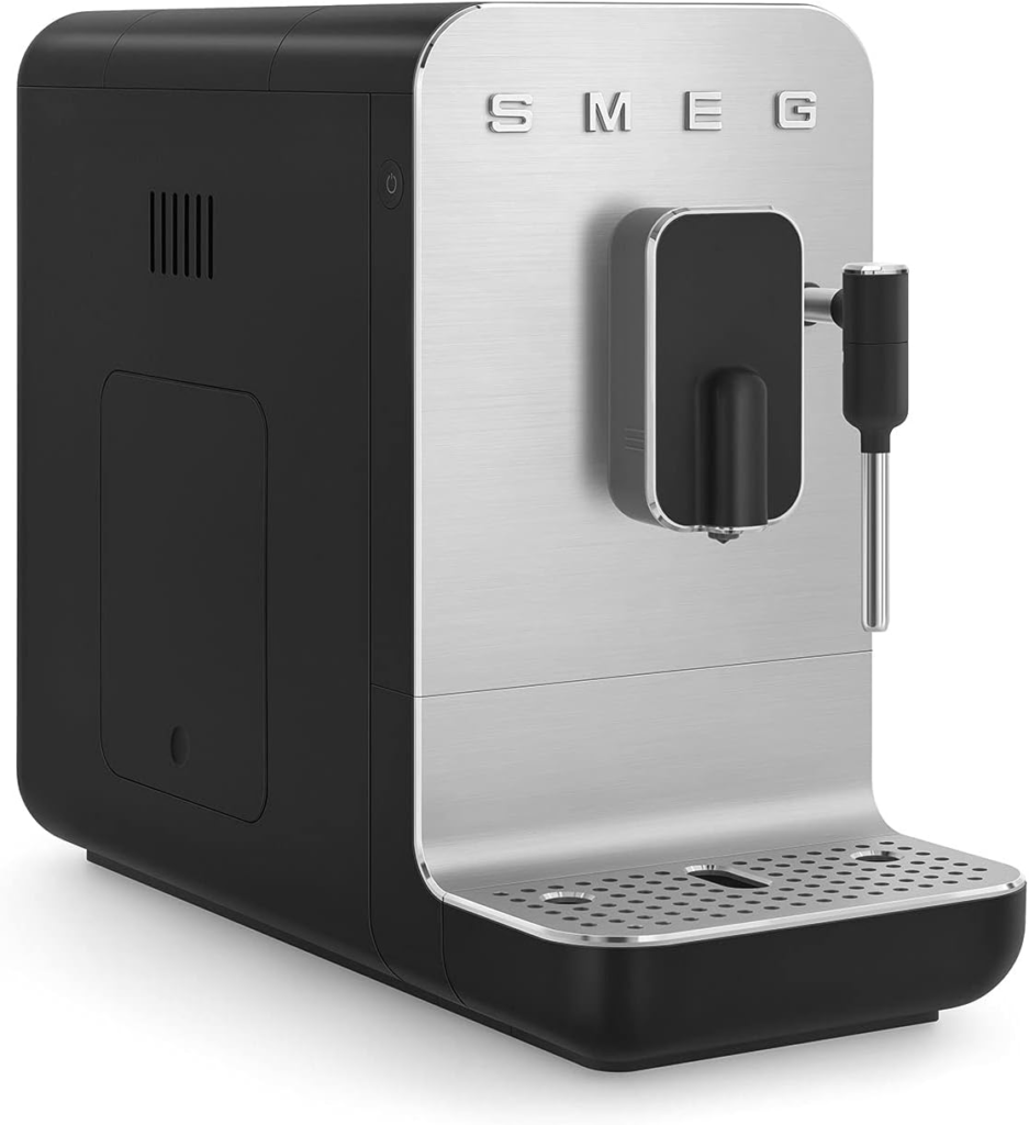 Smeg Fully Automatic Coffee Machine with Steam, Black BCC12BLMUS, Whole Bean Grinder and Titan Renew Water Tank