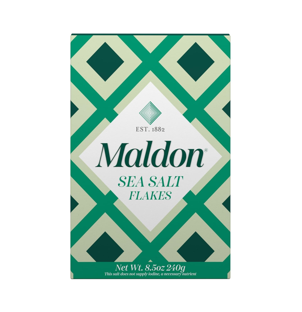 Maldon Salt, Sea Salt Flakes, 8.5 oz (240 g), Kosher, Natural, Handcrafted, Gourmet, Pyramid Crystals (Packaging May vary)