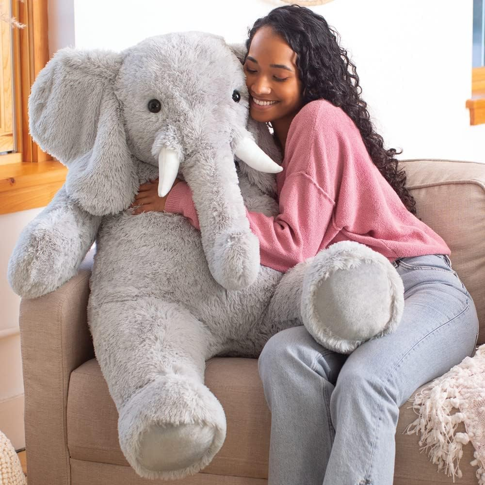 Vermont Teddy Bear Giant Elephant Stuffed Animal - 4 Foot Big Stuffed Elephant Plush from Giant Cuddle Collection - Collectible Plushies for Kids & Adults - Crafted in The USA