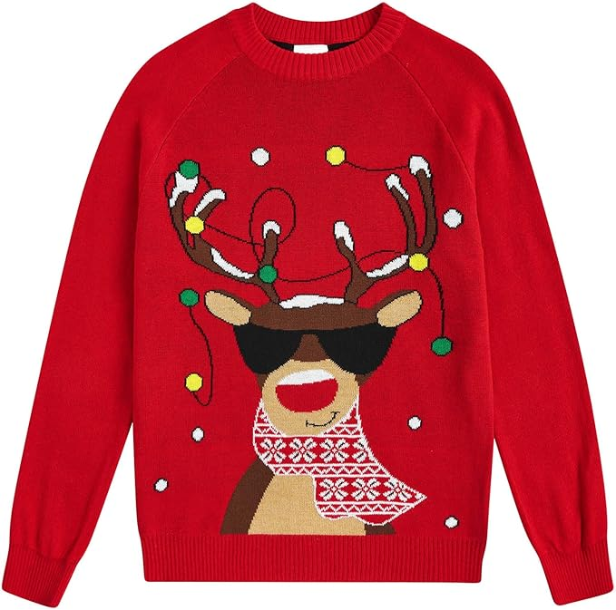 Cutemile Girls Ugly Christmas Sweater Knit Pullover Xmas Reindeer Long Sleeve Cartoon Sweatshirts 3-10 Years