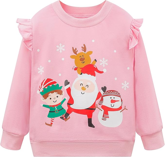 RETSUGO Toddler Baby Girls Sweatshirts Casual Pullover Crewneck Winter Long Sleeve Tops Shirts Clothes 3T-8T