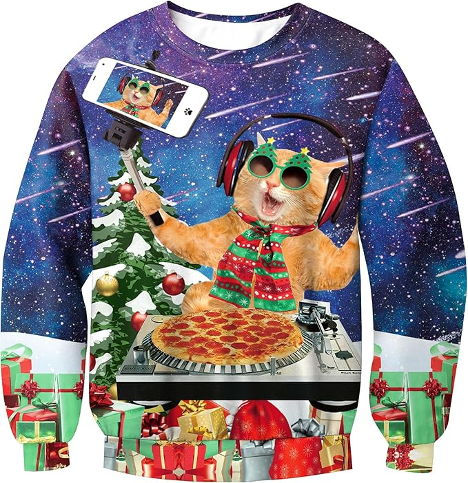 For G and PL Unisex Christmas Ugly Funny 3D Print Sweatshirt Crew Neck Pullover