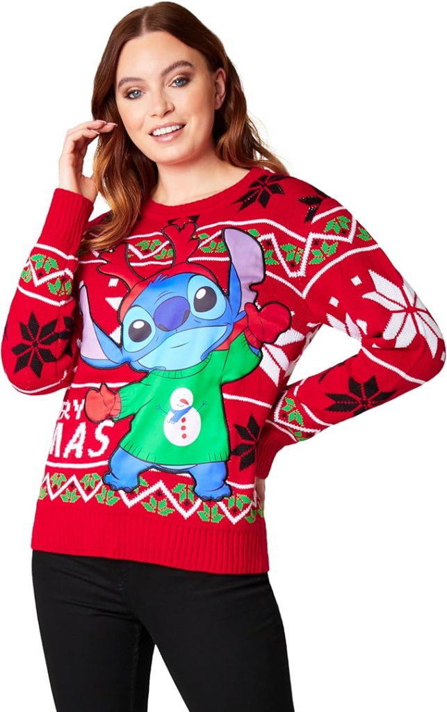 Disney Stitch Womens Christmas Sweater, Cozy Knitted Jumper - Gifts for Her